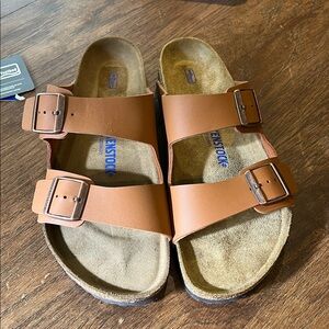 NEW Birkenstock Birko Flor soft footbed ginger brown Arizona Sandals  12-12.5